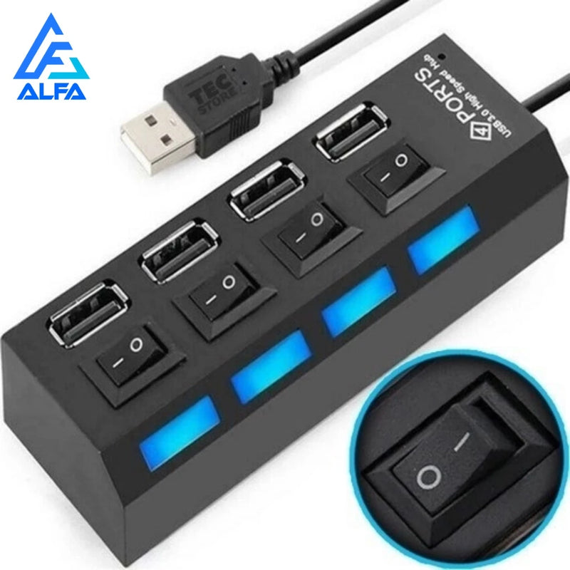 Hub Usb 2.0 4 Portas Régua Usb Extensão Usb Pen Drive Teclado 480mbps